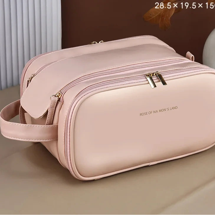 Trousse de toilette vanity rigide, grande capacité et finition élégante