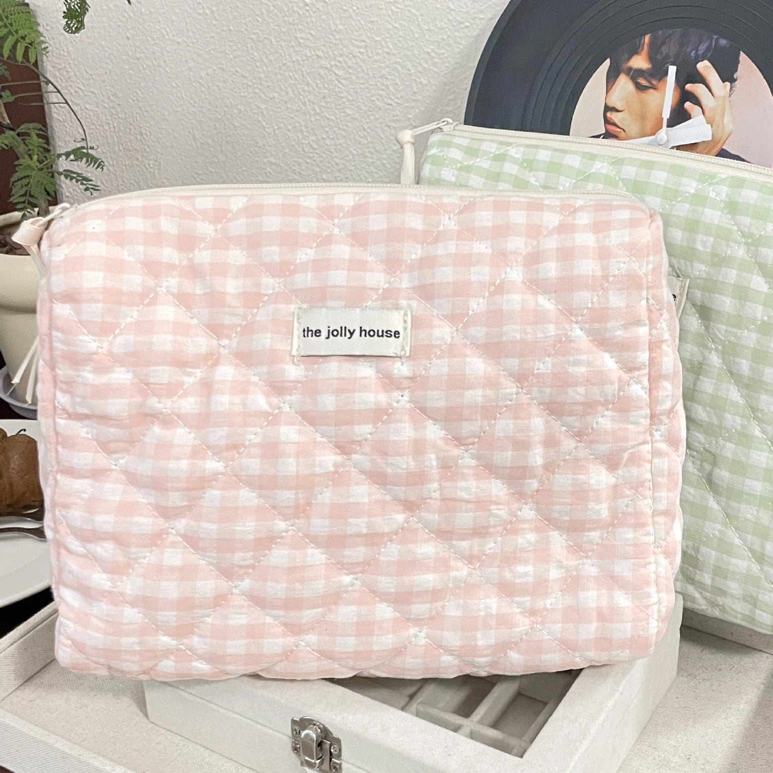 Trousse de toilette en coton | Style rétro pour femme - Compacte & chic