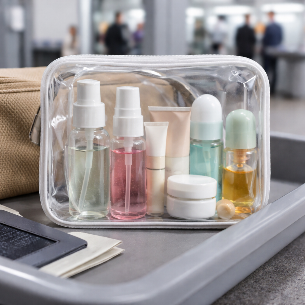 Liquides en avion : règles 100 ml + trousse transparente (et comment passer la sécurité sans stress)