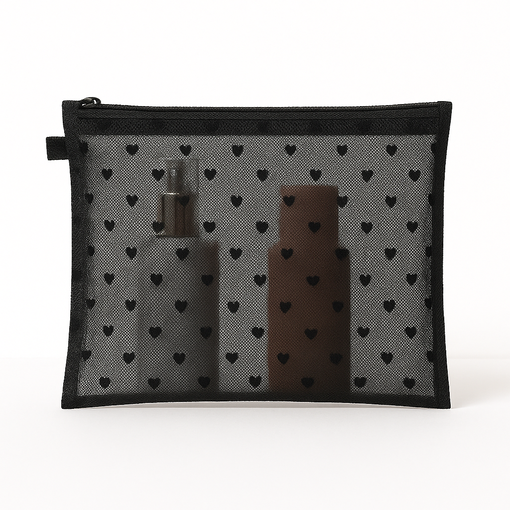 Trousse de toilette transparente cœur - Format mini & tendance