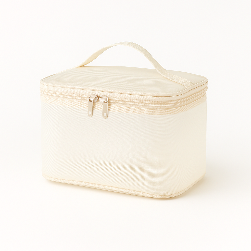 Trousse de toilette transparente multilayers avec poignée parfaite pour les voyages et le transport des soins beauté