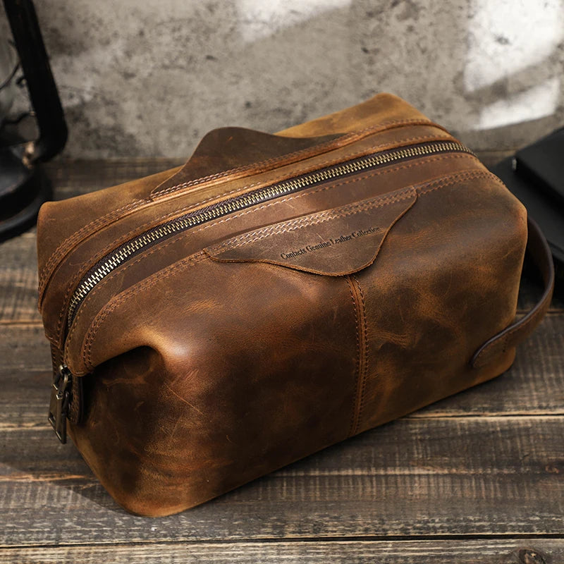 Trousse de toilette cuir robuste