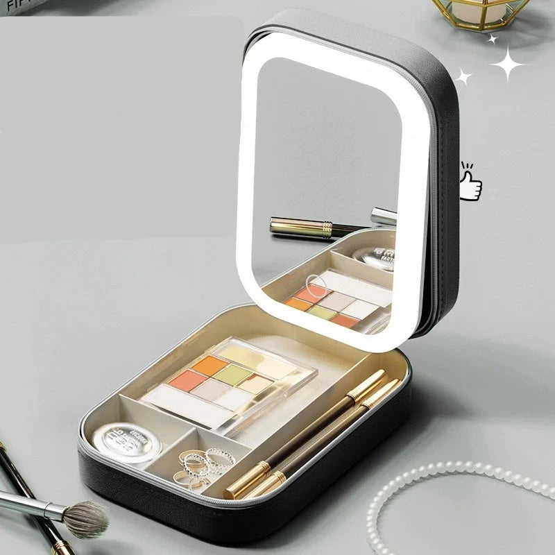  Vanity trousse de toilette femme avec miroir LED – Élégante, compacte et rechargeable