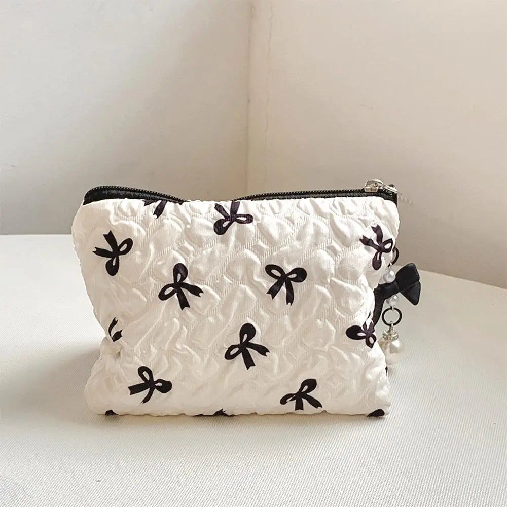  Trousse de toilette femme coton – Compacte, légère et design nœud élégant tendance