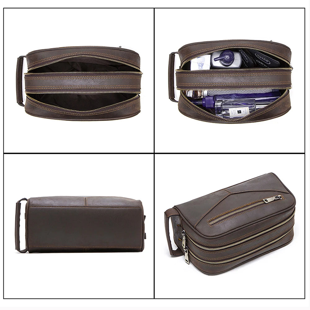 Trousse de toilette homme en cuir vintage