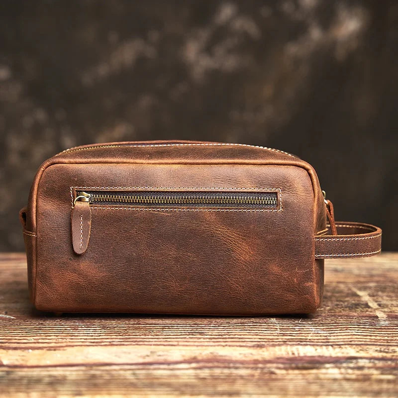 Trousse de toilette en cuir véritable