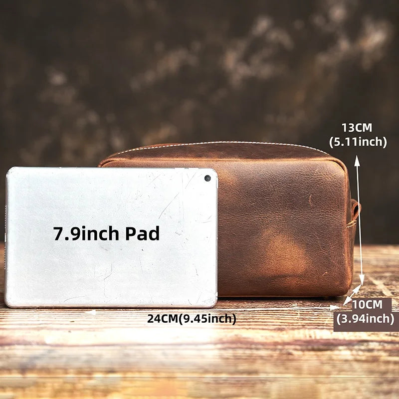 Trousse de toilette en cuir véritable