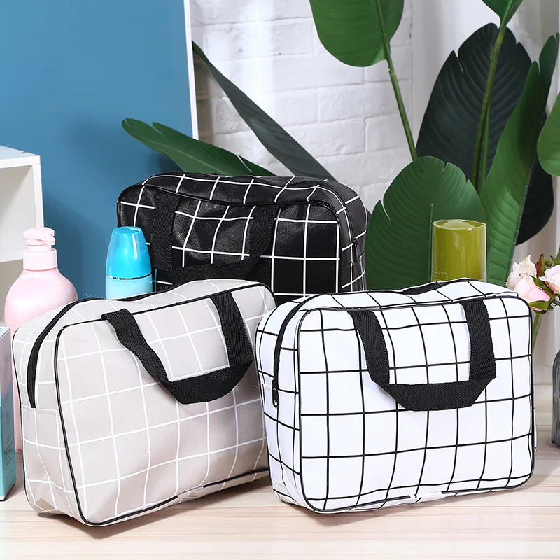 Trousse de toilette vanity à motif quadrillé