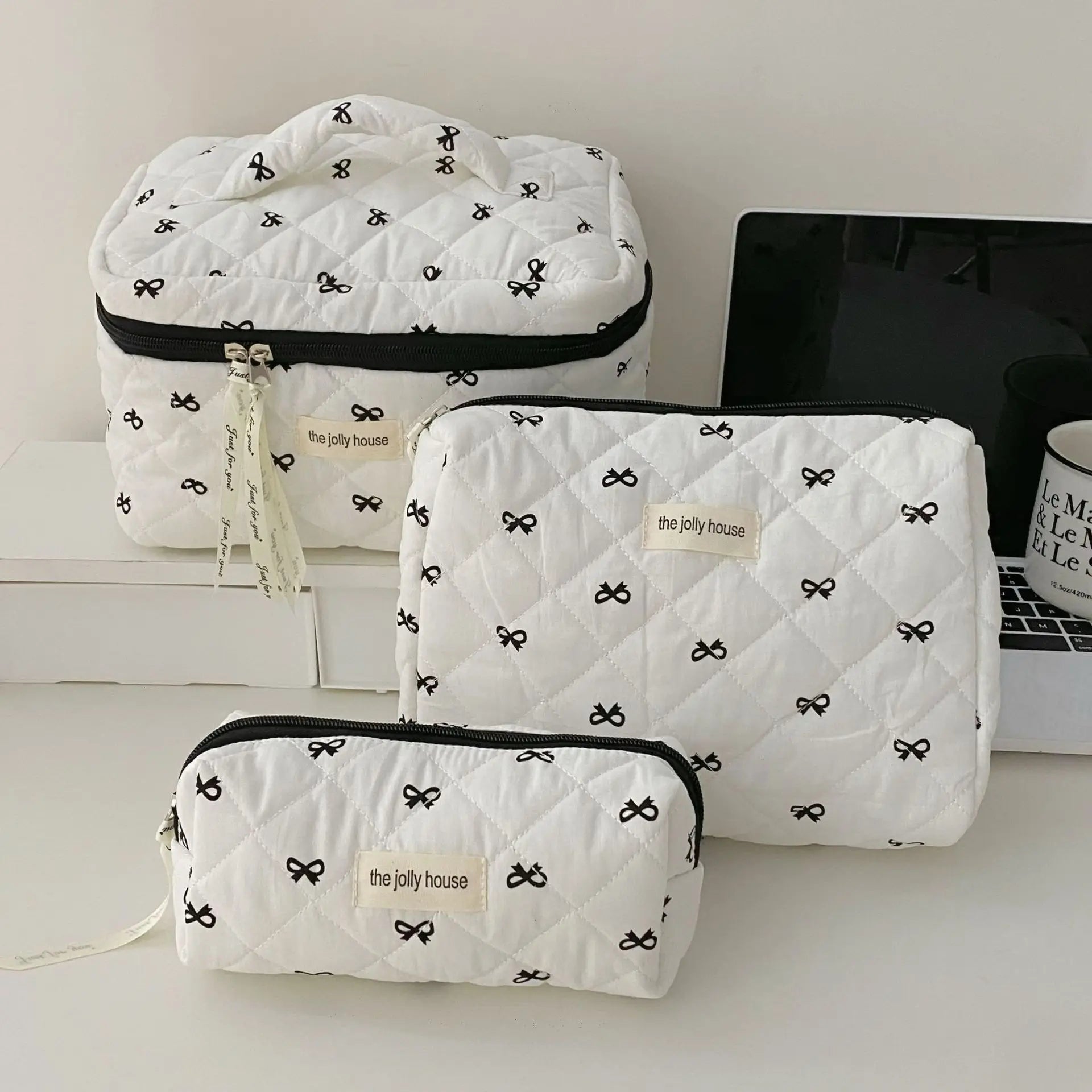 Trousse de toilette coton – Style matelassé multifonction