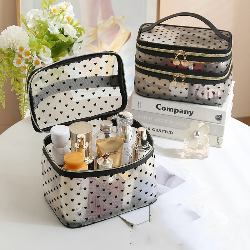 Trousse de toilette femme transparente – Élégante, légère et aérée en mesh