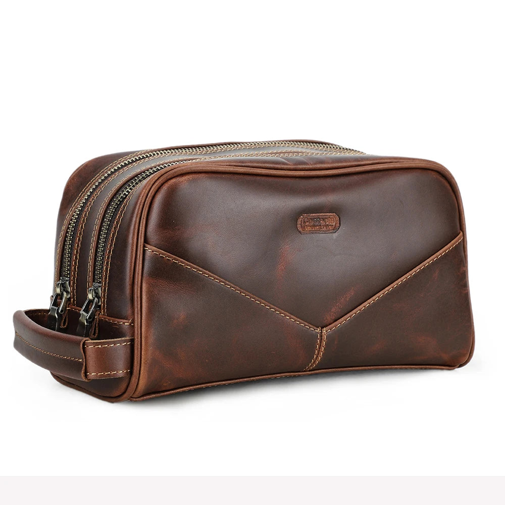 Trousse de toilette homme en cuir vintage