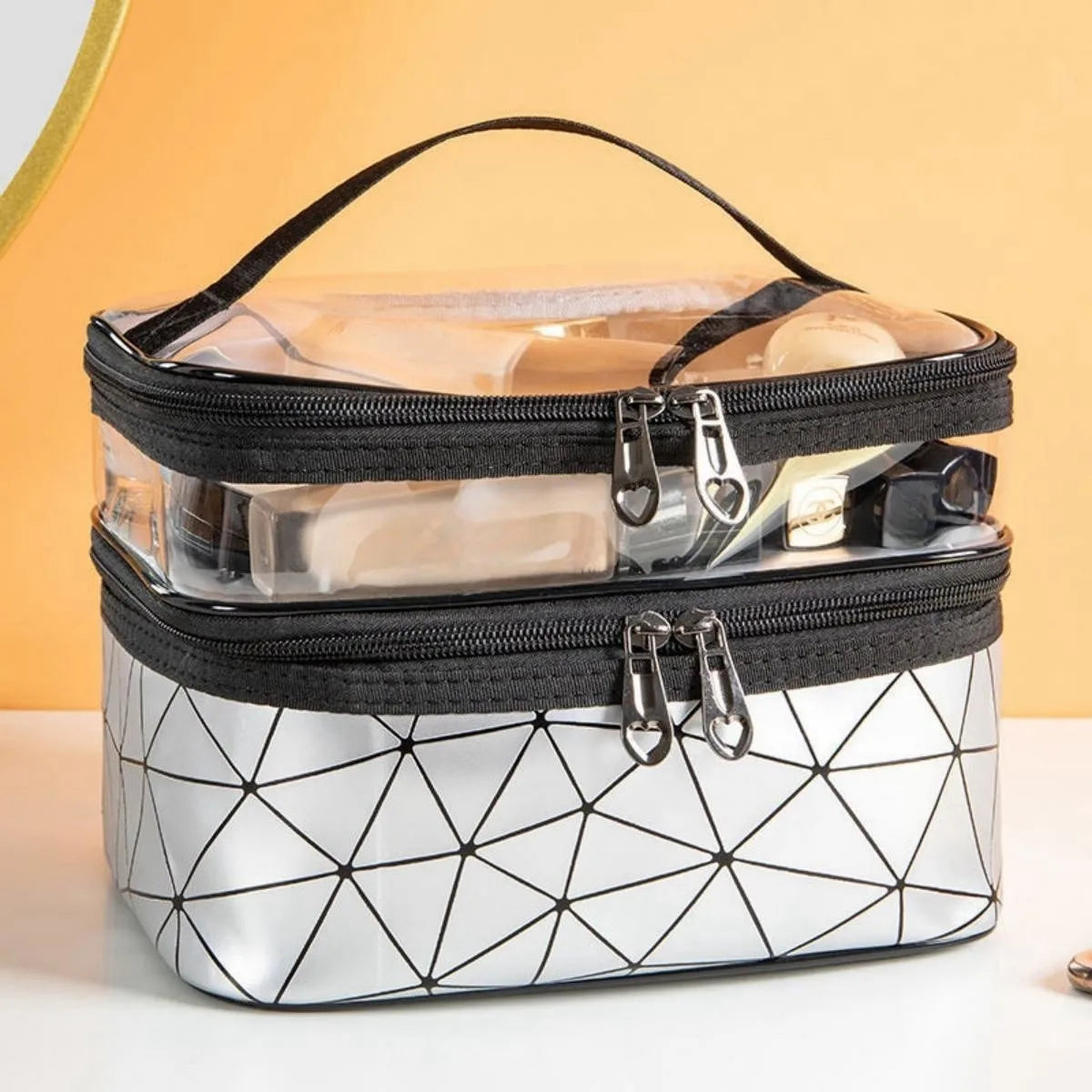Trousse de toilette de luxe à compartiments, grande capacité et étanche