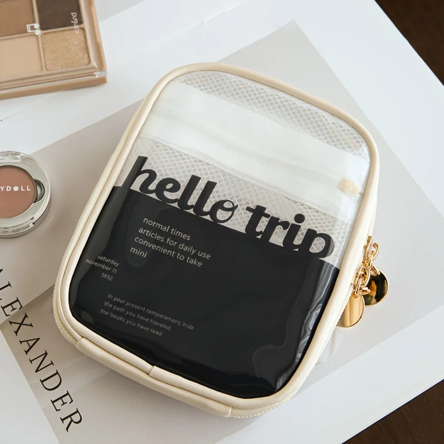 Trousse de toilette transparente femme élégante et compacte, idéale pour voyager stylée