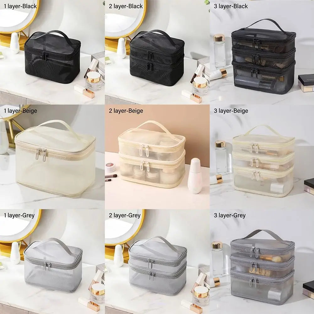 Trousse de toilette transparente voyage multicouches