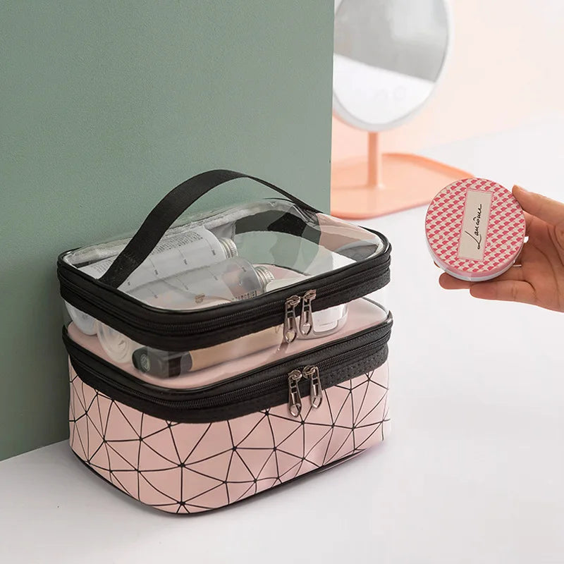 Trousse de toilette de luxe à compartiments, grande capacité et étanche
