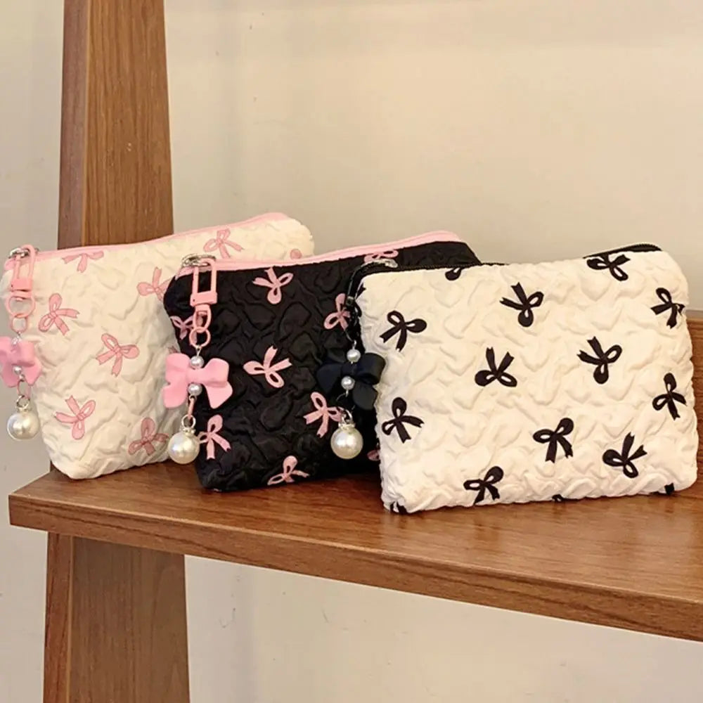 Trousse de toilette femme en coton | Compacte, légère et style nœud tendance