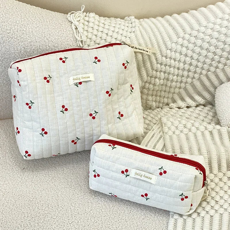  Trousse de toilette coton femme – Style rétro chic, compacte et pratique