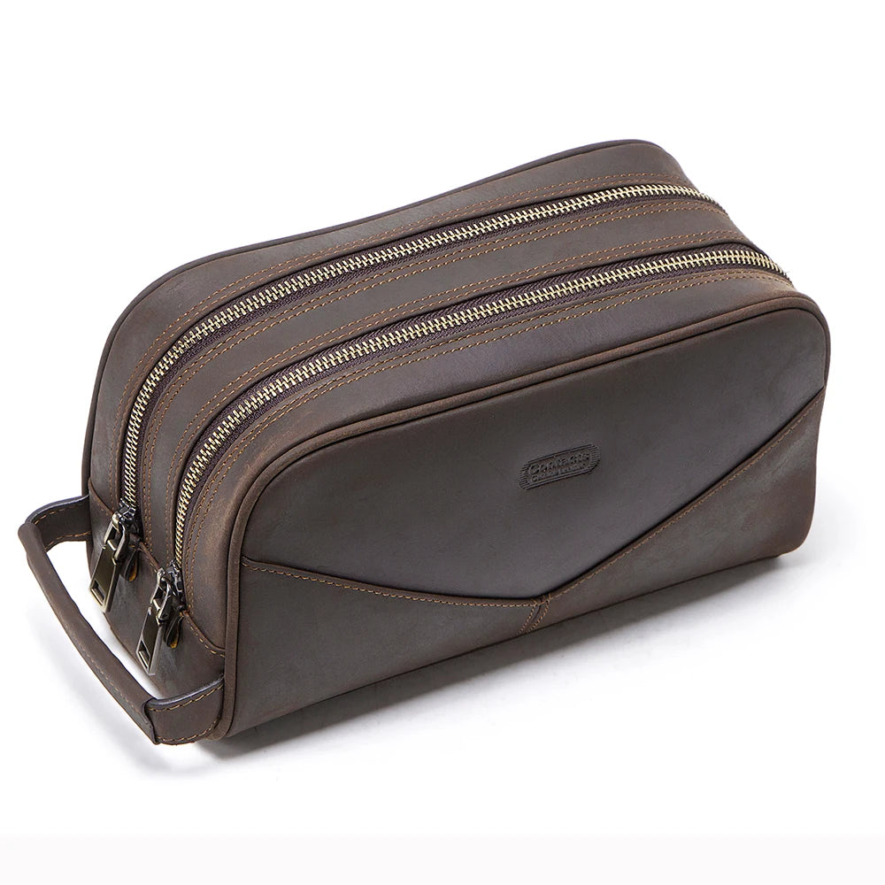 Trousse de toilette homme en cuir vintage