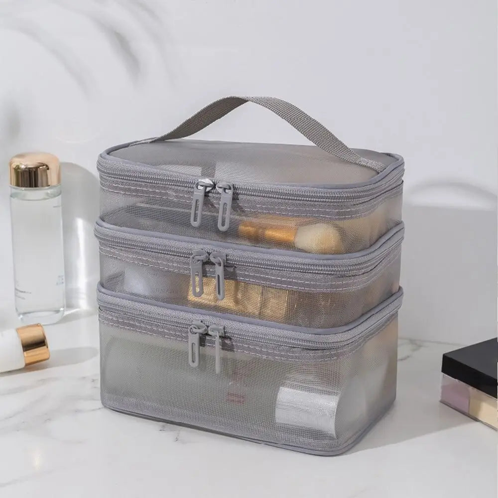 Trousse de toilette transparente voyage multicouches